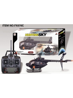 RC Helikopter FX070c FBL Hunting Sky, Single 4 CH, 2,4 GHz, Militär Helikopter