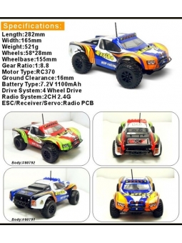 RC Buggy HSP 94807-1, 4WD RC Short Course Truck Caribe 2,4G 1:18 RTR 